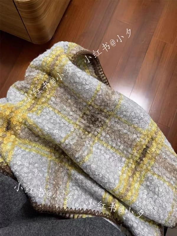 Gevouwen chunky boucle plaid deken in grijs