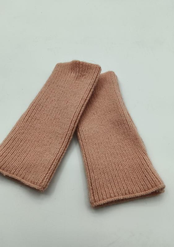 Roze geribbelde gebreide vingerloze handschoenen/polswarmers