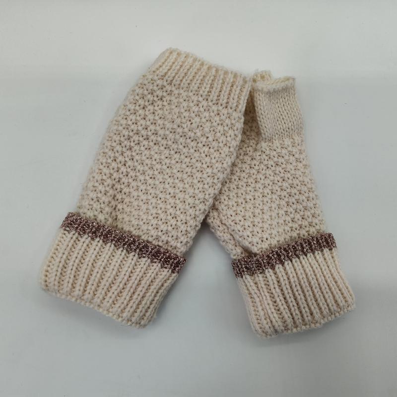 Crème vingerloze handschoenen met grove brei