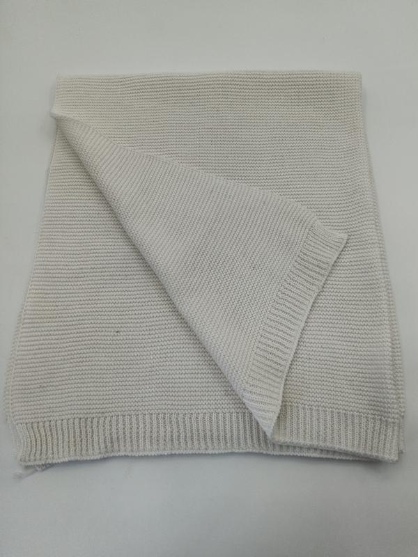 `Crème gebreide katoenen plaid met geribbelde rand