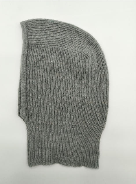`Grijze geribbelde gebreide balaclava met gezichtsopening