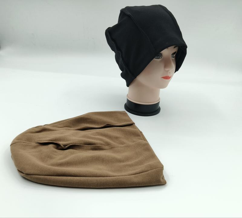 `Zwart en bruin grofgebreide slouchy beanie muts