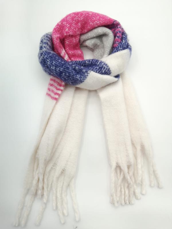 `Oversized geruite wintersjaal in roze