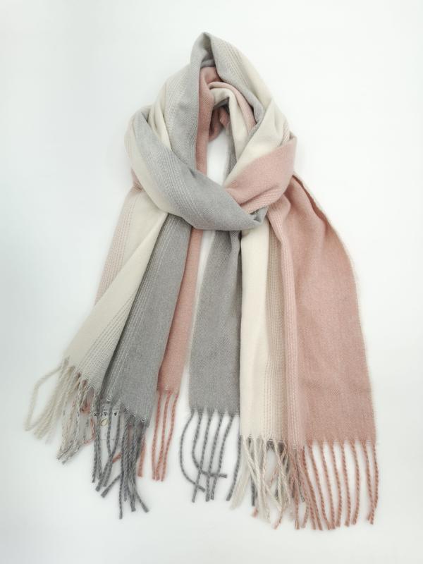 Zachte oversized kleurblok-sjaal in roze