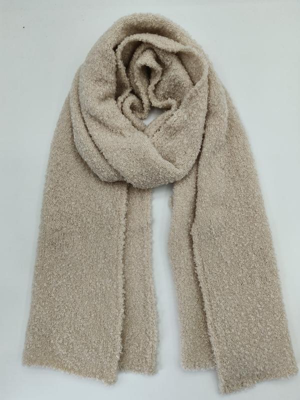 Beige oversized bouclé gebreide sjaal