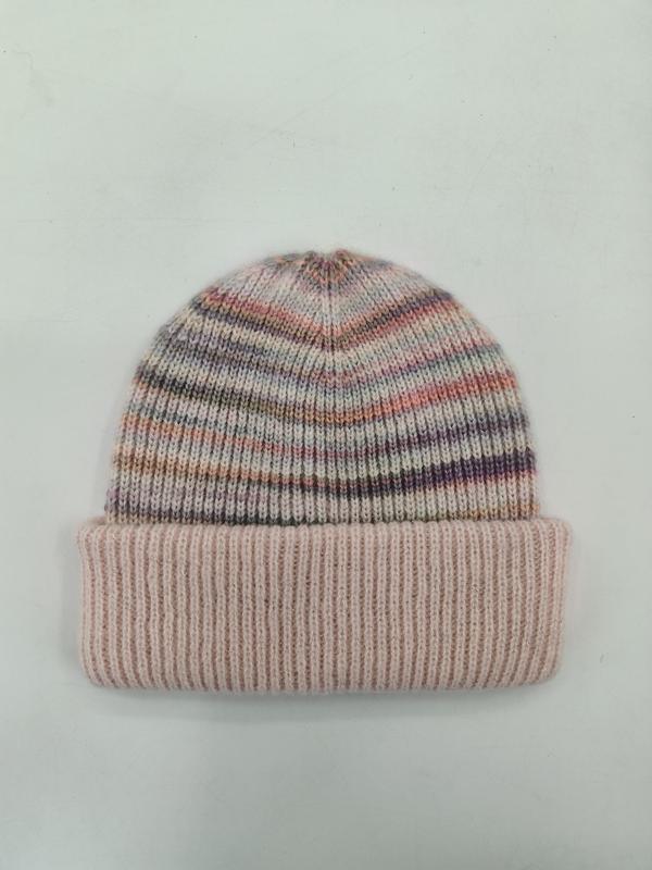 Zachte gebreide muts met multicolor roze